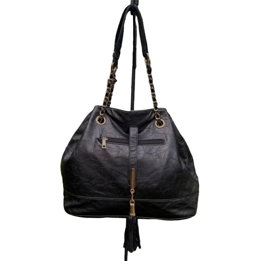 Mellow World Black  Faux Leather Hobo Bag